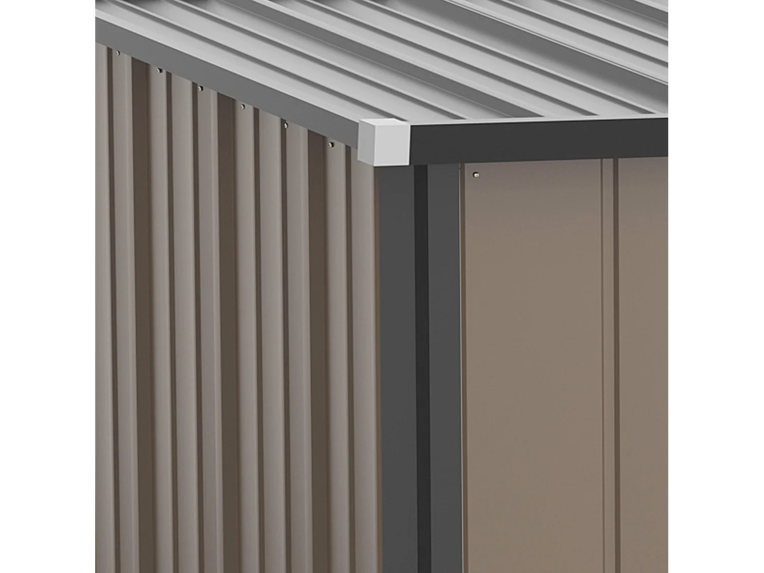 Abri de jardin métallique avec toit en pente, acier galvanisé, marron (161.5x94.5x196 cm)