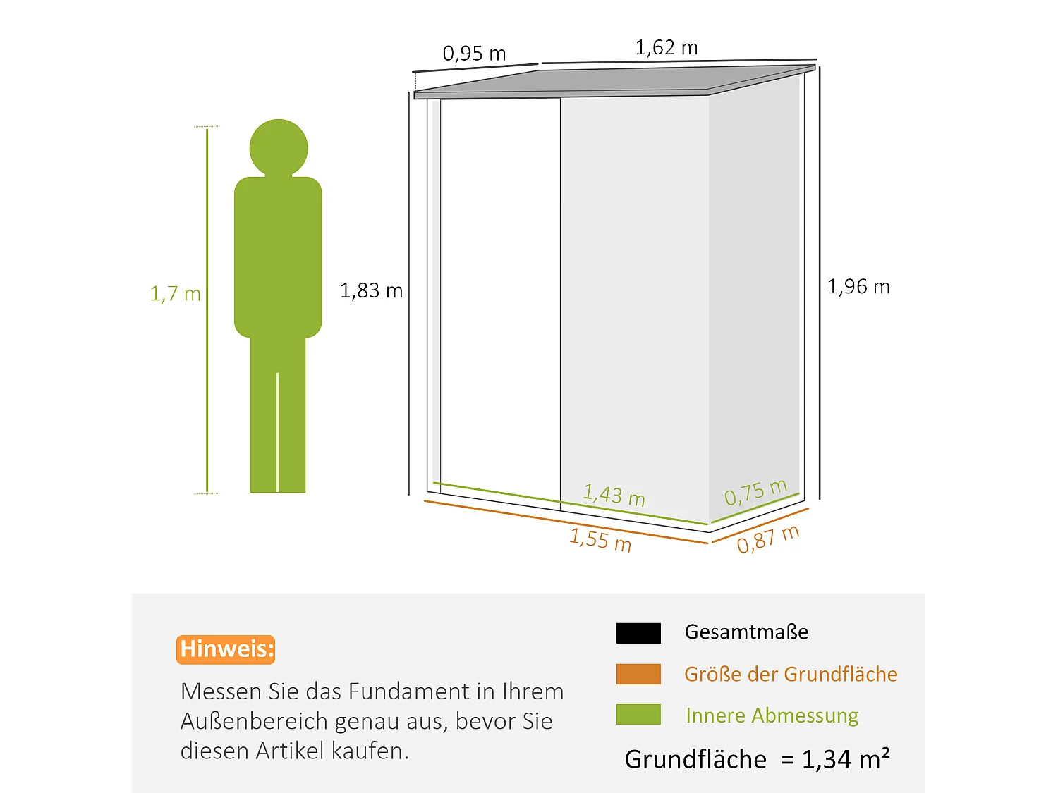 Abri de jardin métallique avec toit en pente, acier galvanisé, marron (161.5x94.5x196 cm)