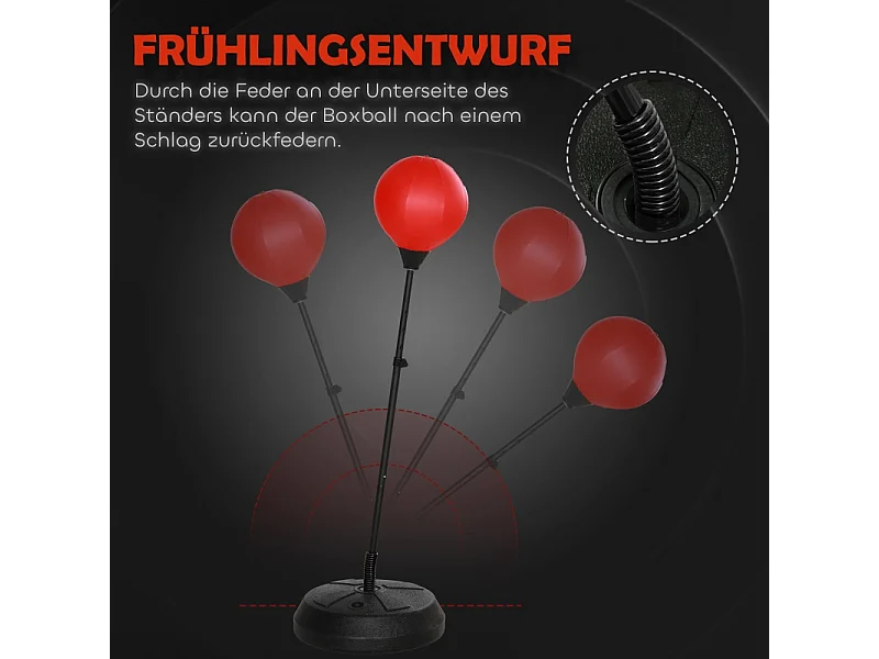 Sac de boxe réglable pour enfants 5-10 ans, avec gants, plastique, rouge (44.3x44.3x147 cm)