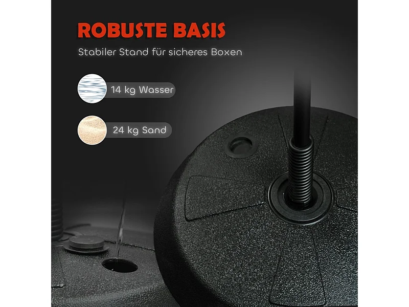 Sac de boxe réglable pour enfants 5-10 ans, avec gants, plastique, rouge (44.3x44.3x147 cm)