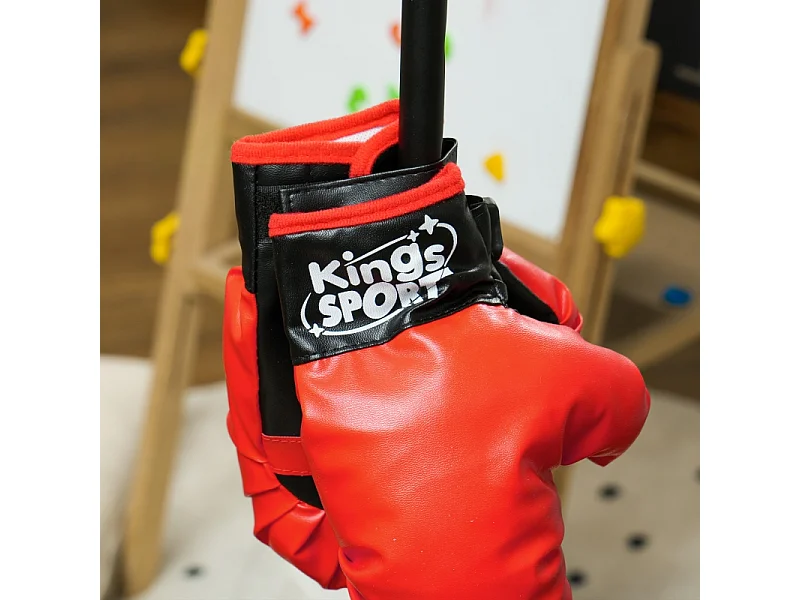 Sac de boxe réglable pour enfants 5-10 ans, avec gants, plastique, rouge (44.3x44.3x147 cm)