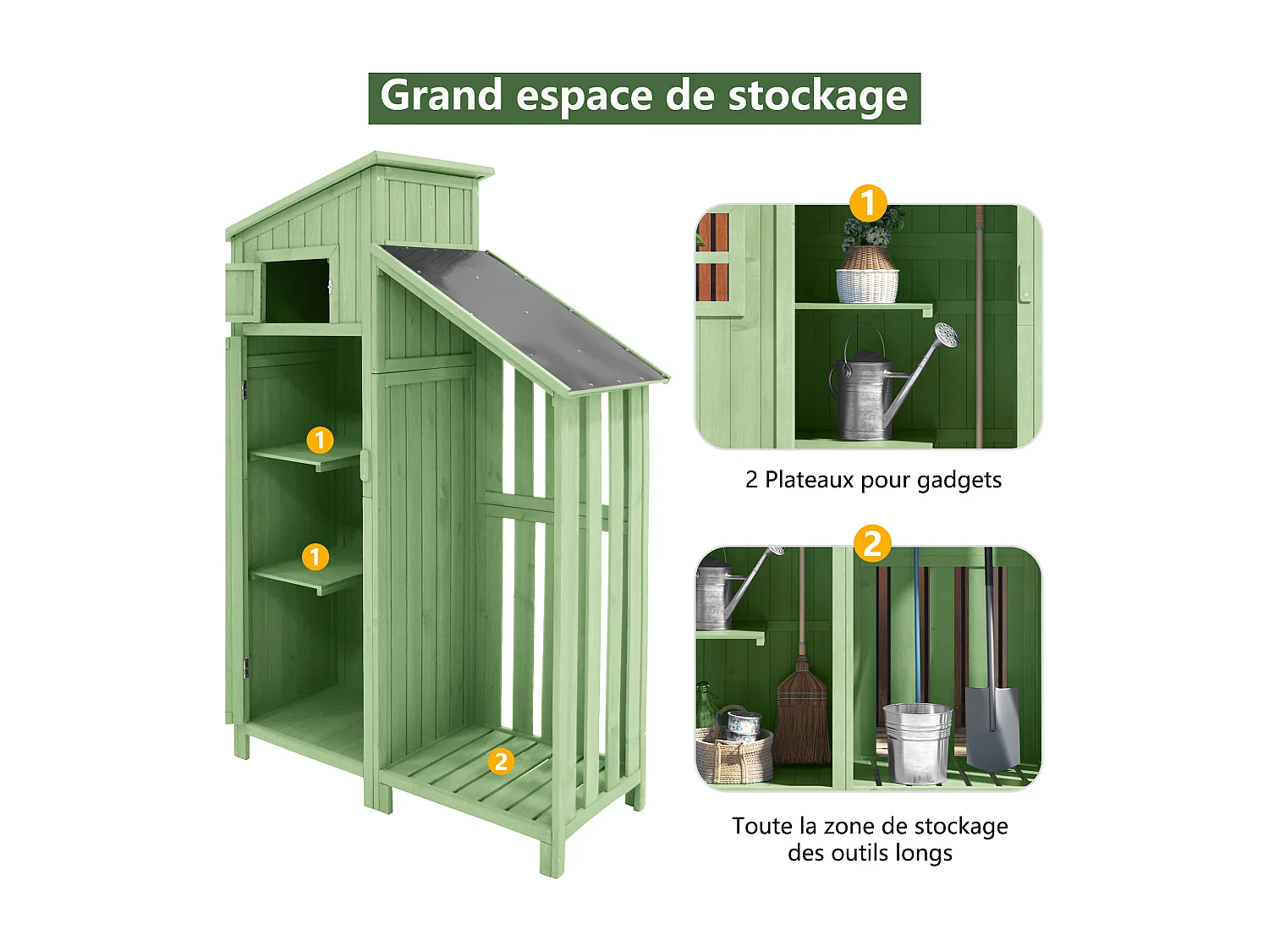 Compacte tuinberging met planken, massief hout, groen, ideaal voor kleine ruimtes (124x46x174 cm)