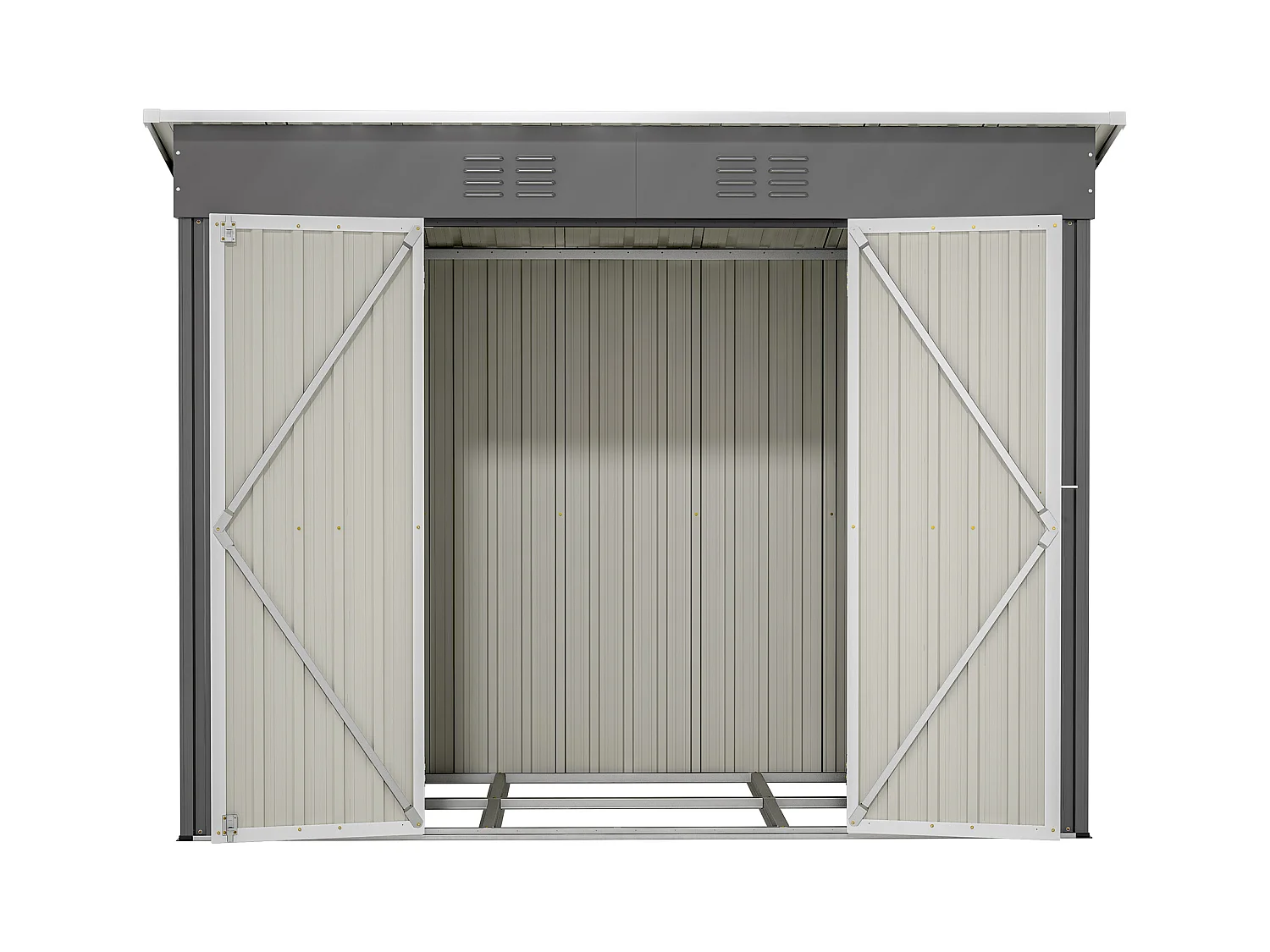 Abri de jardin métallique avec fondation, résistant aux intempéries, acier galvanisé, gris (229x111x182 cm)