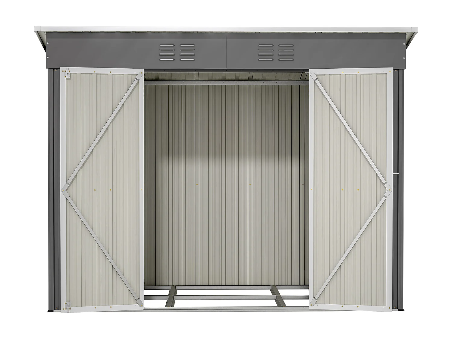 Abri de jardin métallique avec fondation, résistant aux intempéries, acier galvanisé, gris (229x111x182 cm)