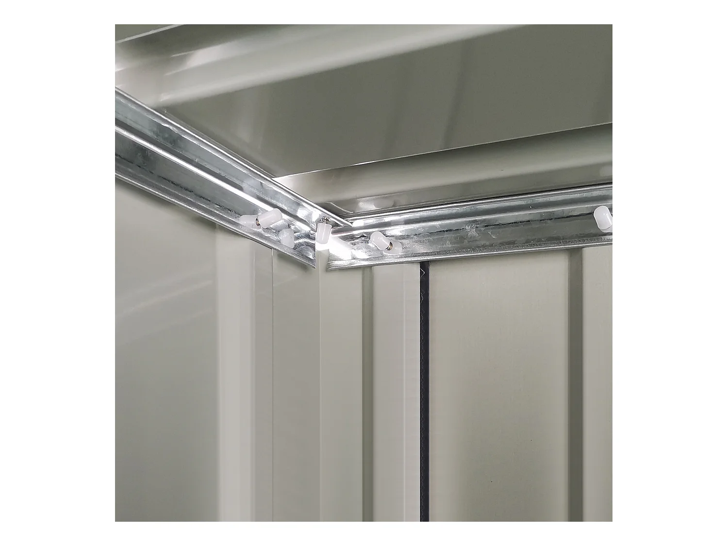 Abri de jardin métallique avec porte, acier résistant, gris foncé, toit fermé (142x84x189cm)