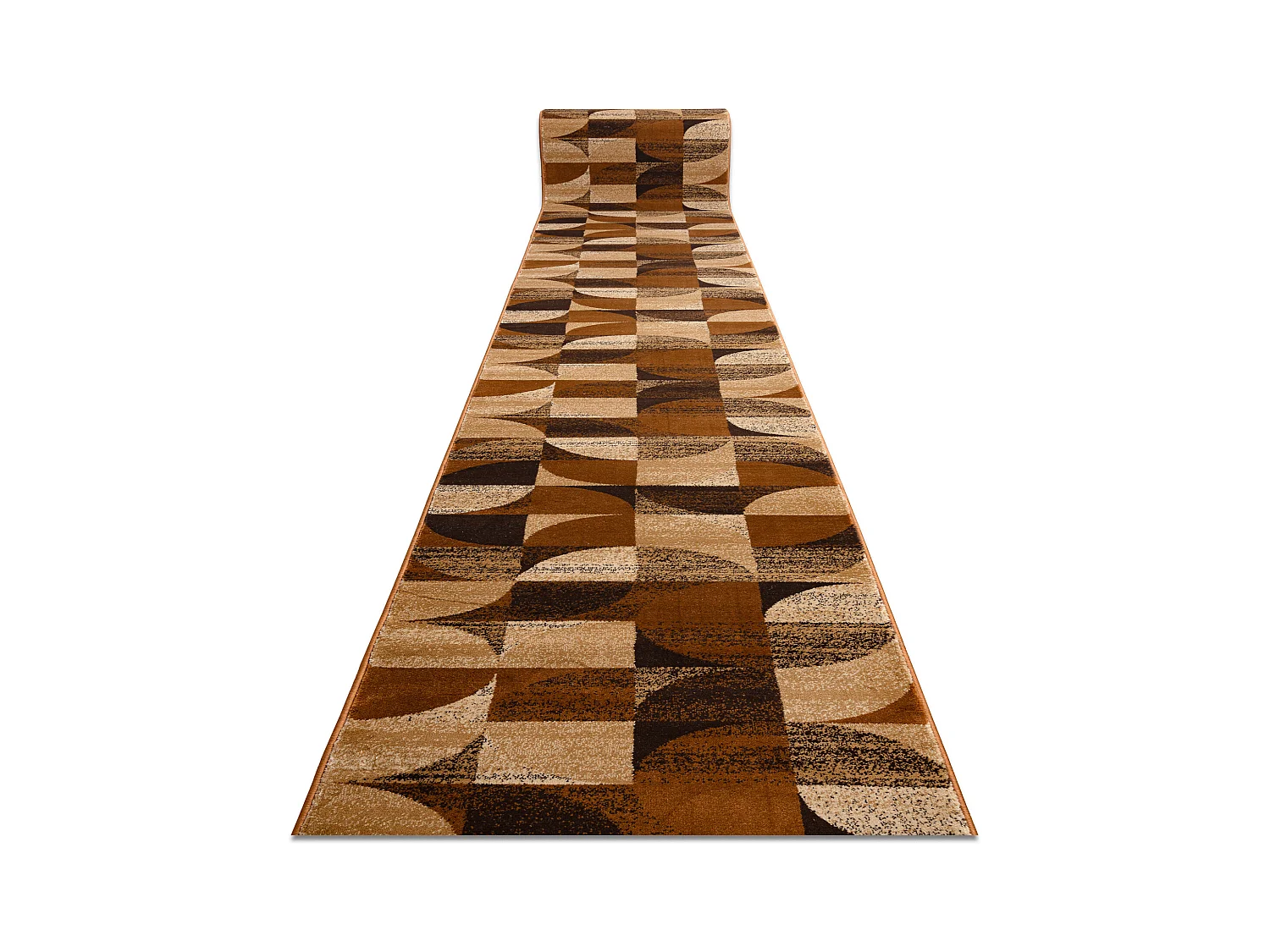 Tapis de couloir ROYAL H387 GÉOMÉTRIQUE marron / moutarde 100x820 cm