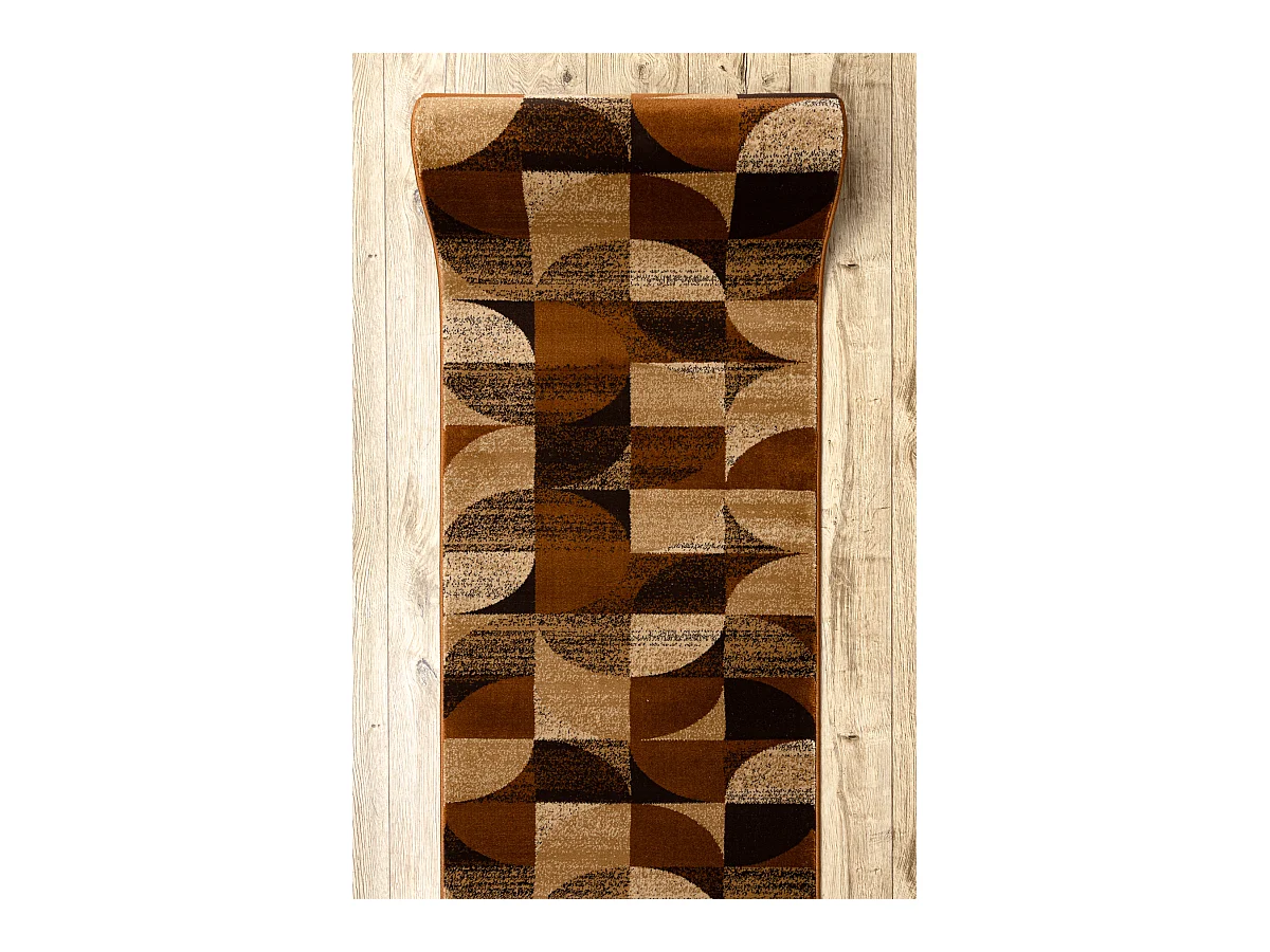 Tapis de couloir ROYAL H387 GÉOMÉTRIQUE marron / moutarde 100x350 cm