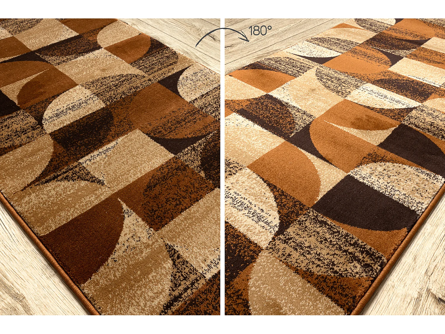 Tapis de couloir ROYAL H387 GÉOMÉTRIQUE marron / moutarde 100x800 cm