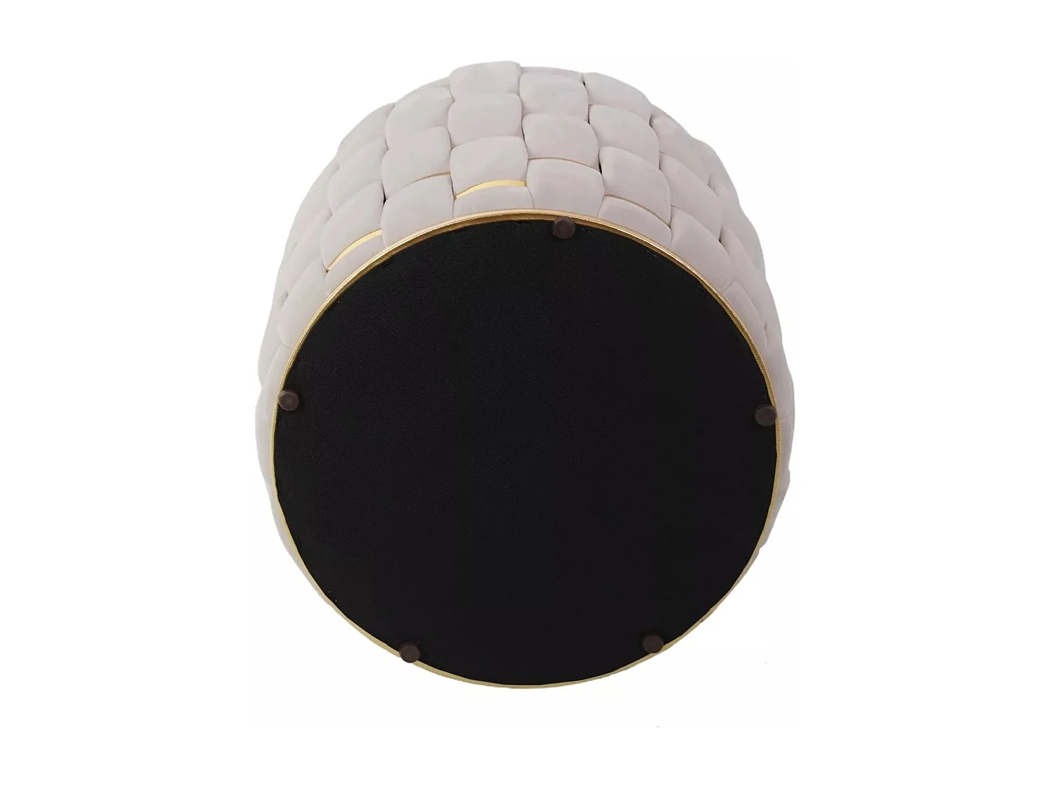 Tabouret Tiara/Housse en velours/Rond/Espace de rangement/Beige