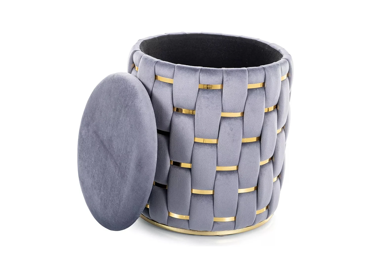 Sgabello Tiara/Rivestimento in velluto/Rotondo/Spazio di archiviazione/Grigio