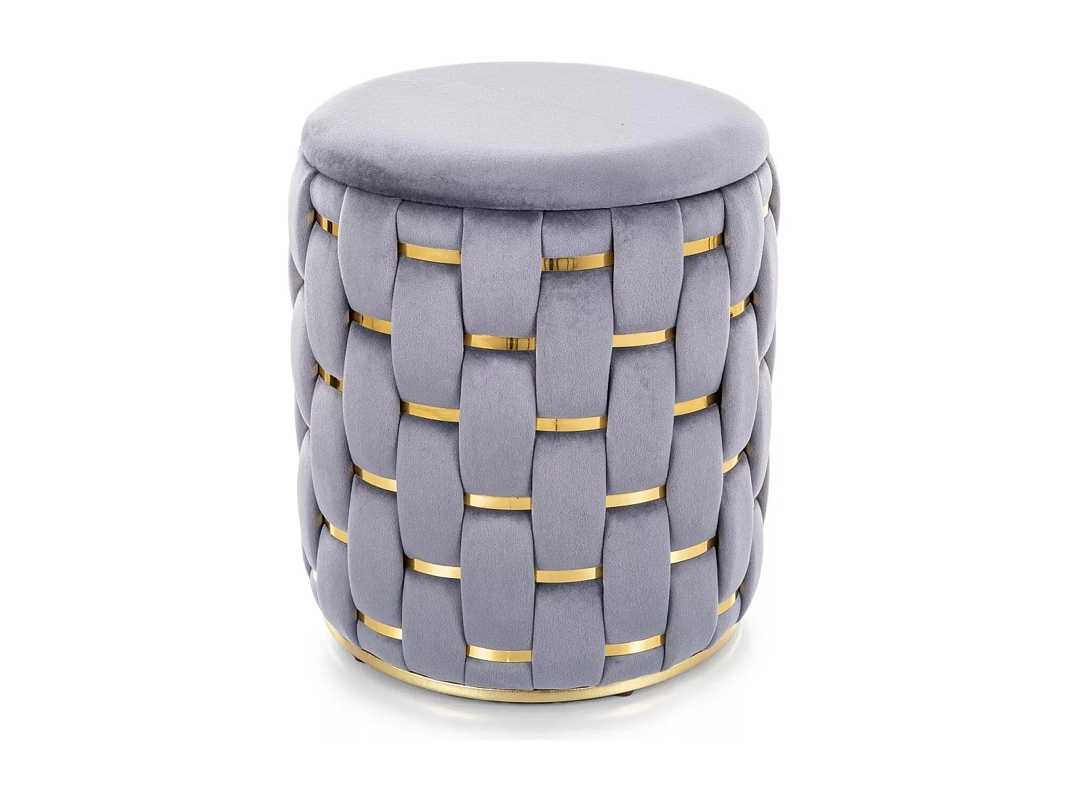Sgabello Tiara/Rivestimento in velluto/Rotondo/Spazio di archiviazione/Grigio