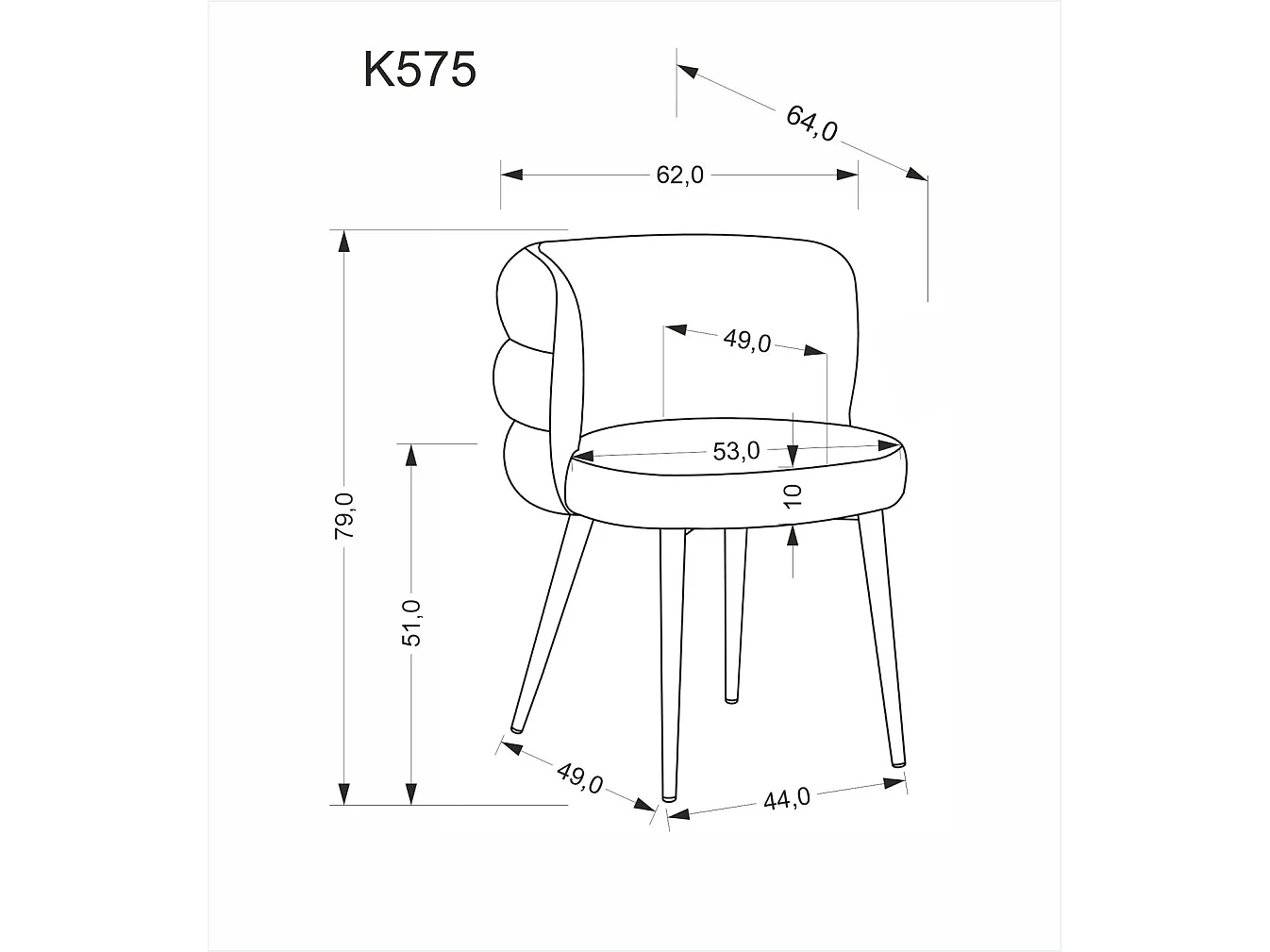 Stuhl K575/Stoffbezug&Metall/Grau
