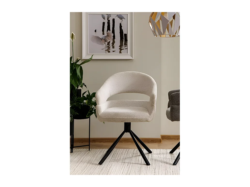 Chaise Borgo / Rotation à 180 degrés / Revêtement en tissu métallique /Beige