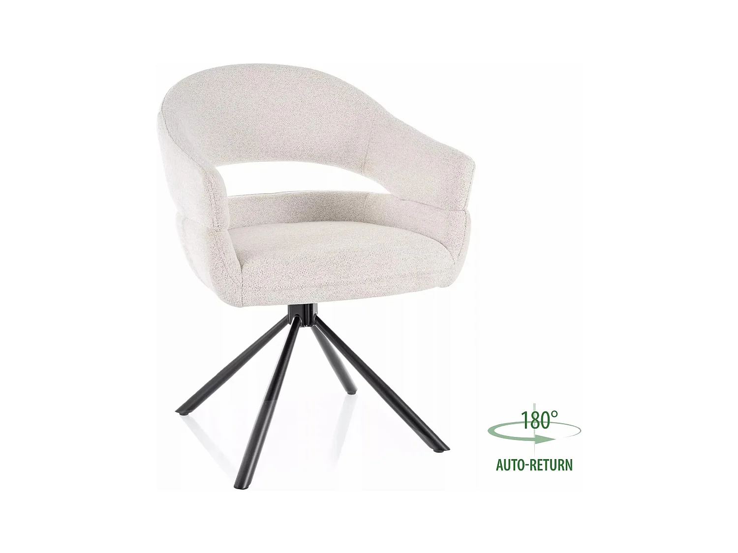 Chaise Borgo / Rotation à 180 degrés / Revêtement en tissu métallique /Beige