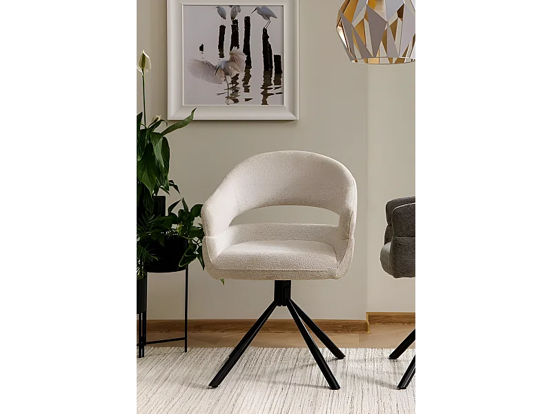 Sedia Borgo/Rotazione di 180 gradi/Rivestimento in tessuto metallico/Beige