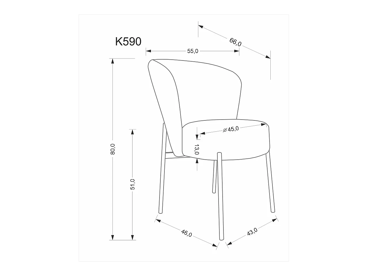 Stuhl K590/Stoffbezug&Metall/Beige