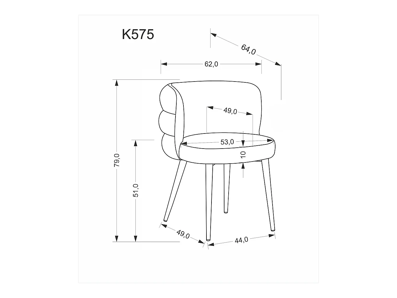 Chaise K575/Tissu et métal/Beige