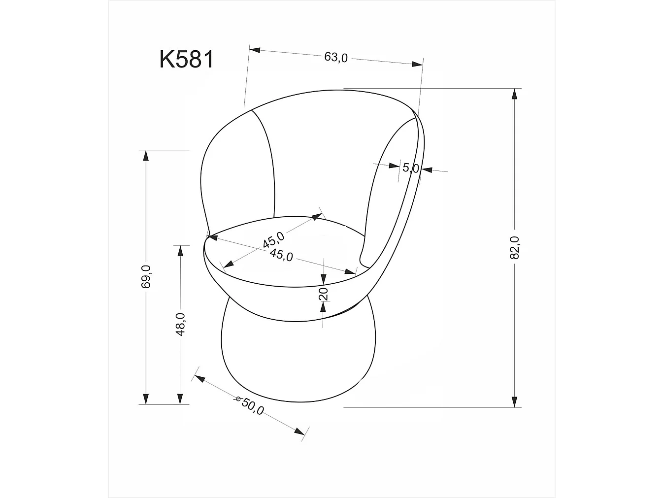 Stuhl K581/Stoffbezug/Drehfunktion/Beige