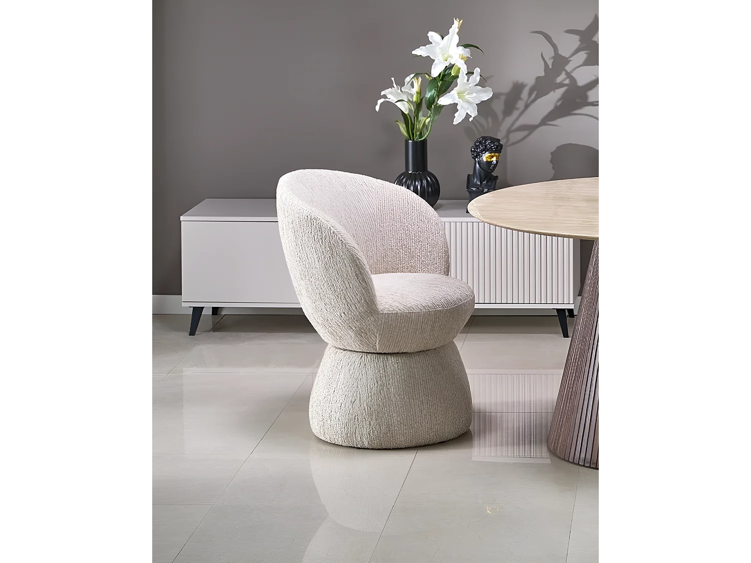 Chaise K581/Revêtement en tissu/Fonction pivotante/Beige