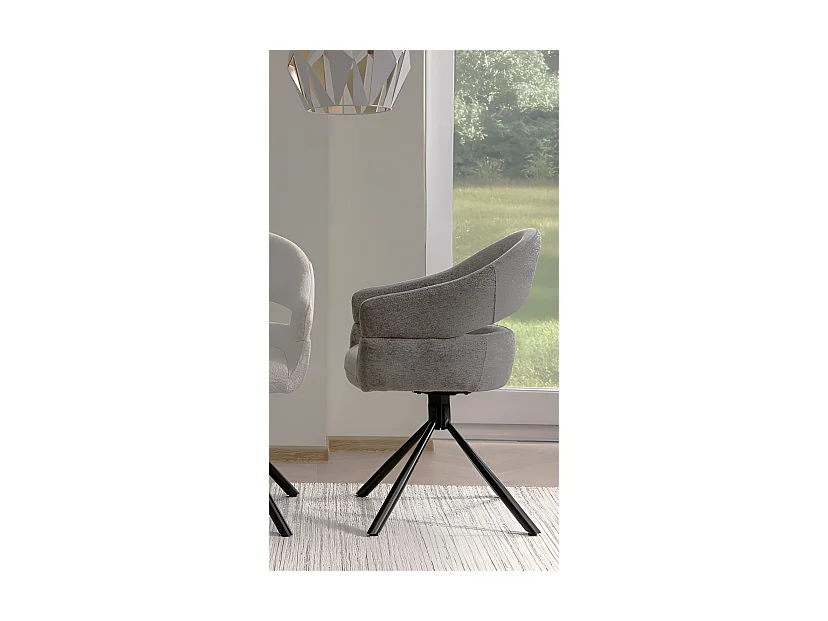 Stuhl Borgo/Rotation-180Grad/Stoffbezug&Metal/Grau