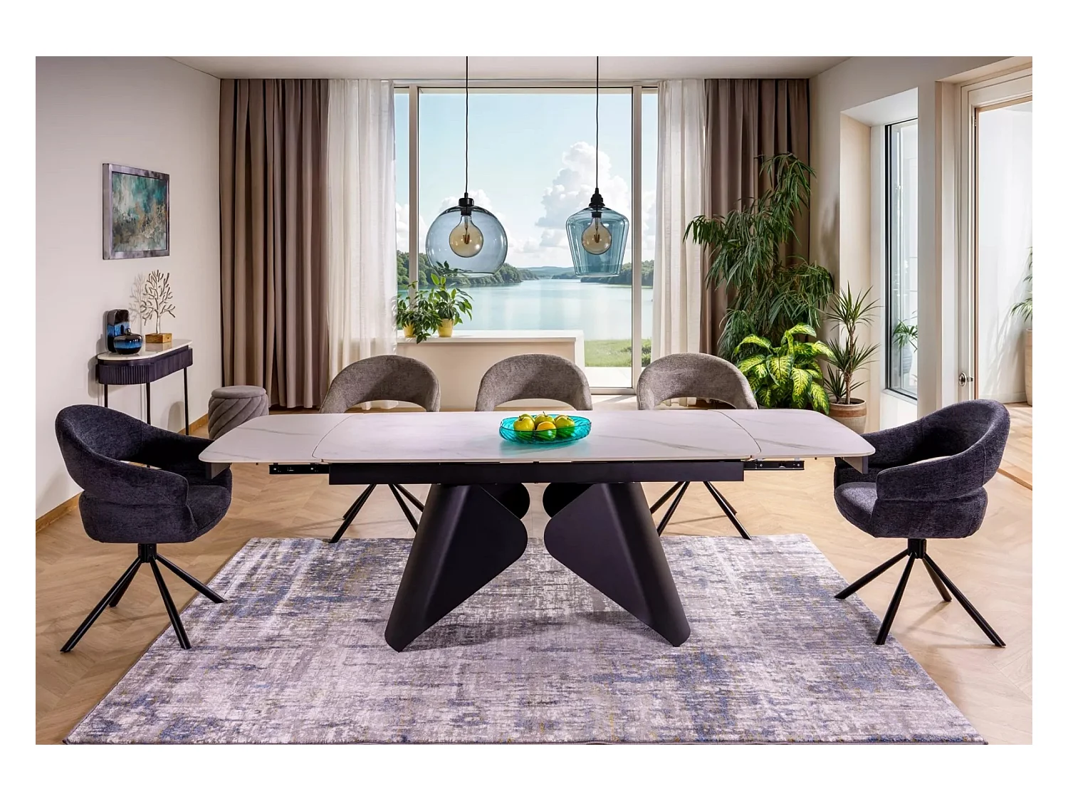 Stuhl Borgo/Rotation-180Grad/Stoffbezug&Metal/Grau