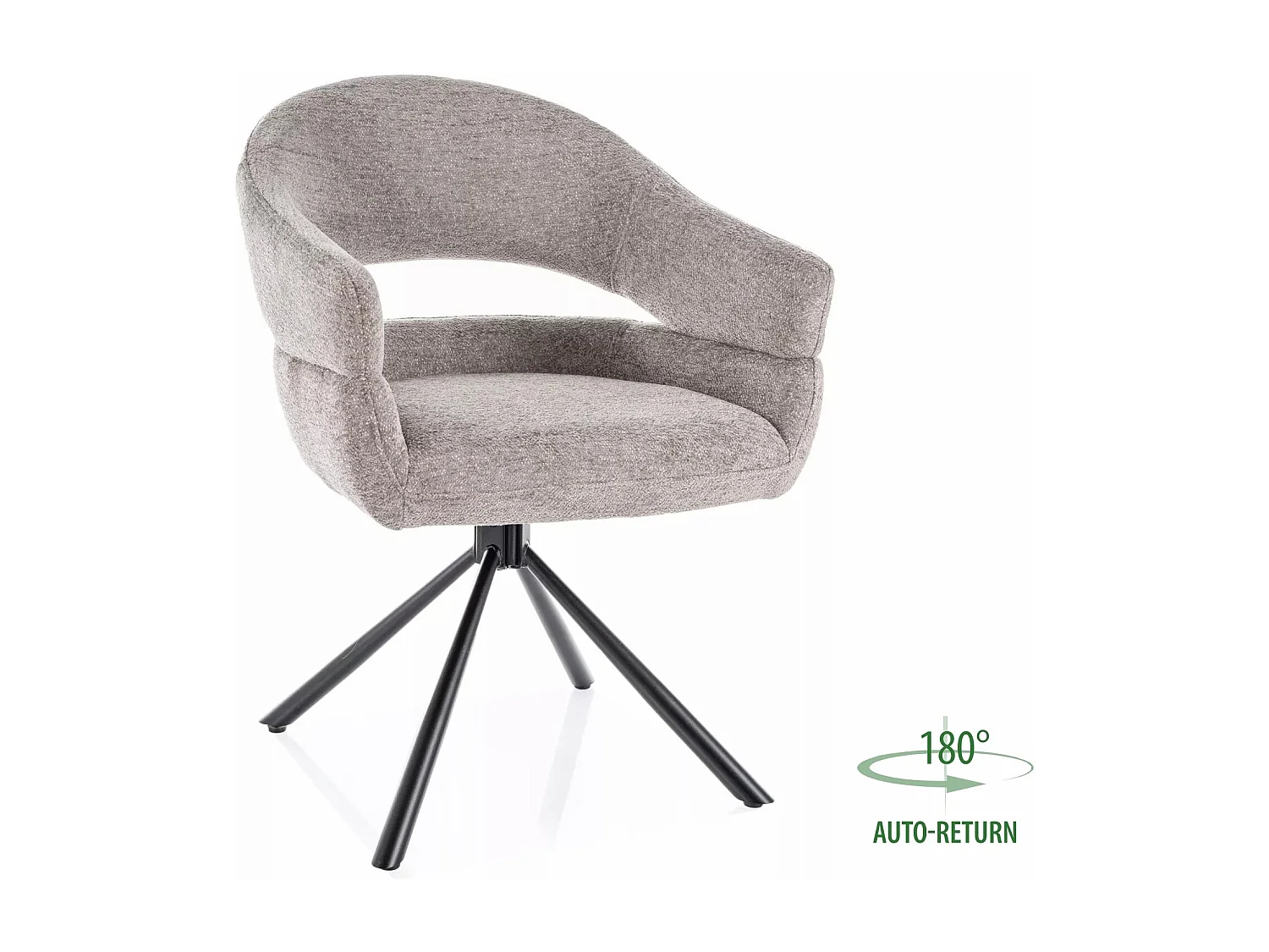 Chaise Borgo / Rotation à 180 degrés / Revêtement en tissu métallique /Gris