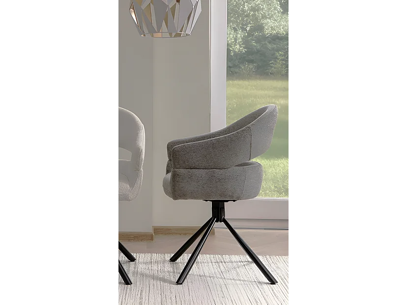 Stuhl Borgo/Rotation-180Grad/Stoffbezug&Metal/Grau
