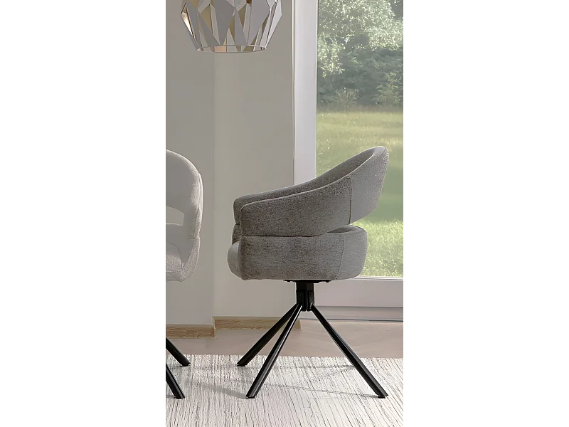 Chaise Borgo / Rotation à 180 degrés / Revêtement en tissu métallique /Gris