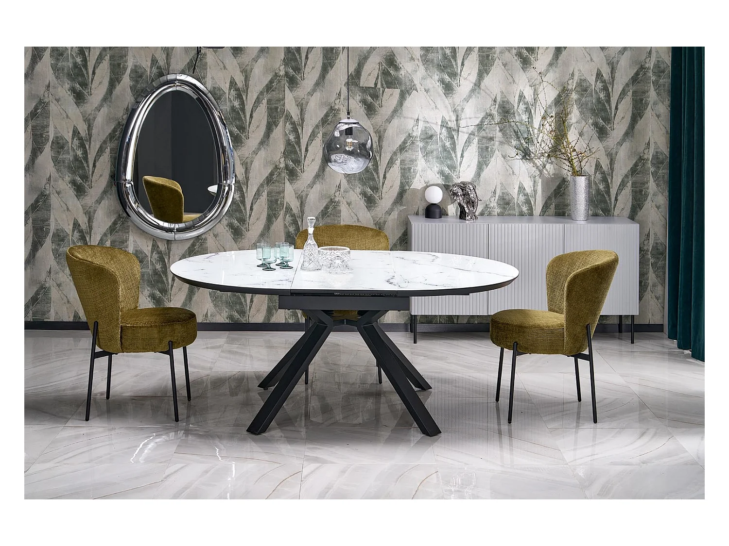 Sedia K590/Tessuto e metallo/Verde