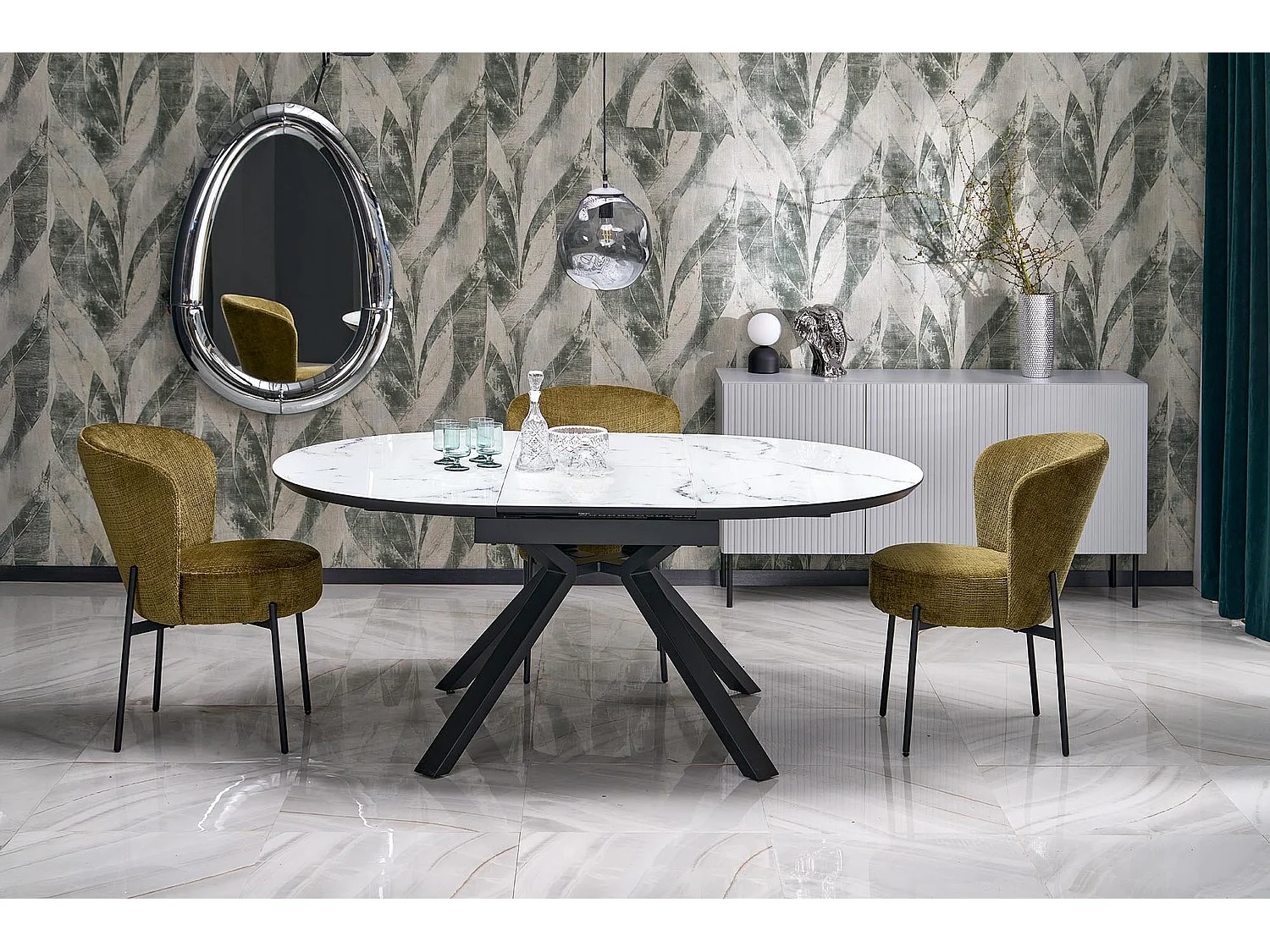 Sedia K590/Tessuto e metallo/Verde