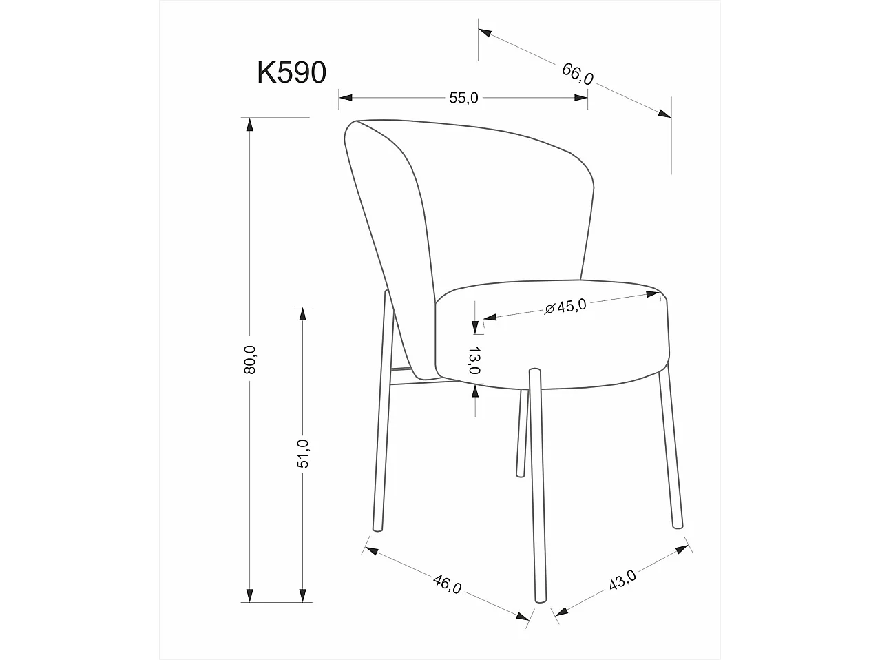 Sedia K590/Tessuto e metallo/Verde