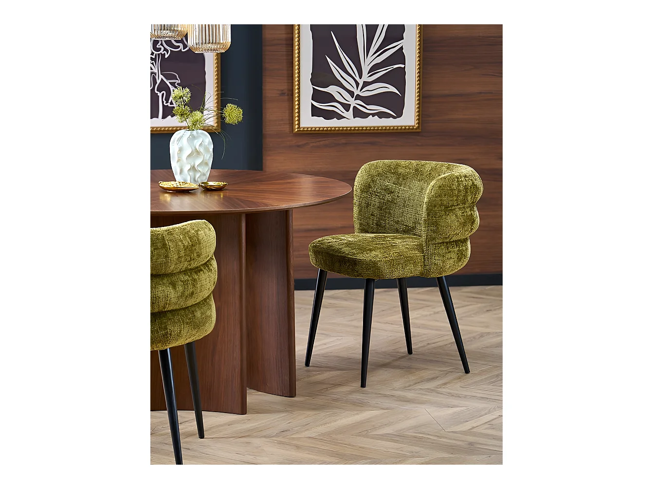 Sedia K575/Tessuto e metallo/Verde