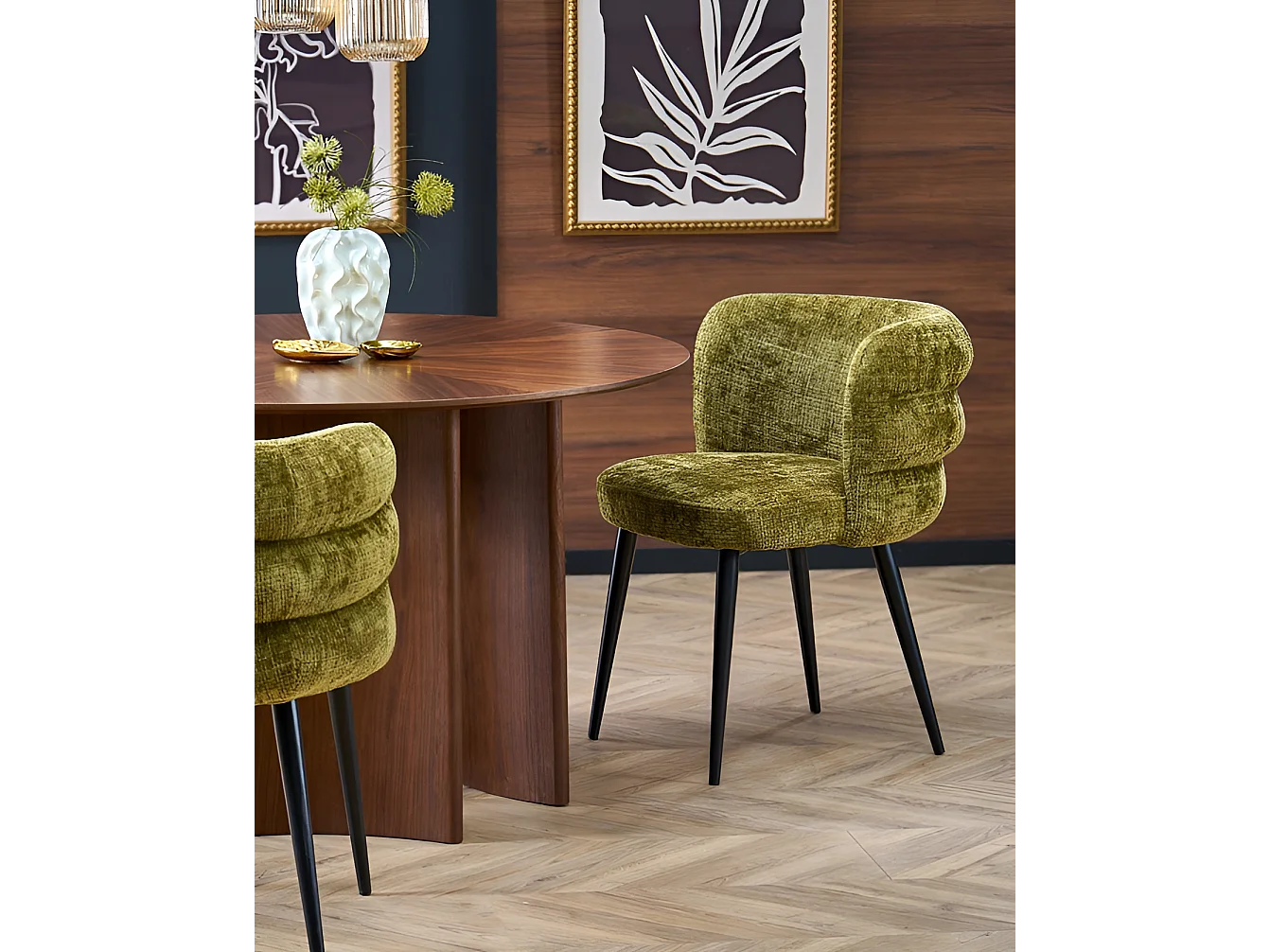 Chaise K575/Tissu et métal/Vert