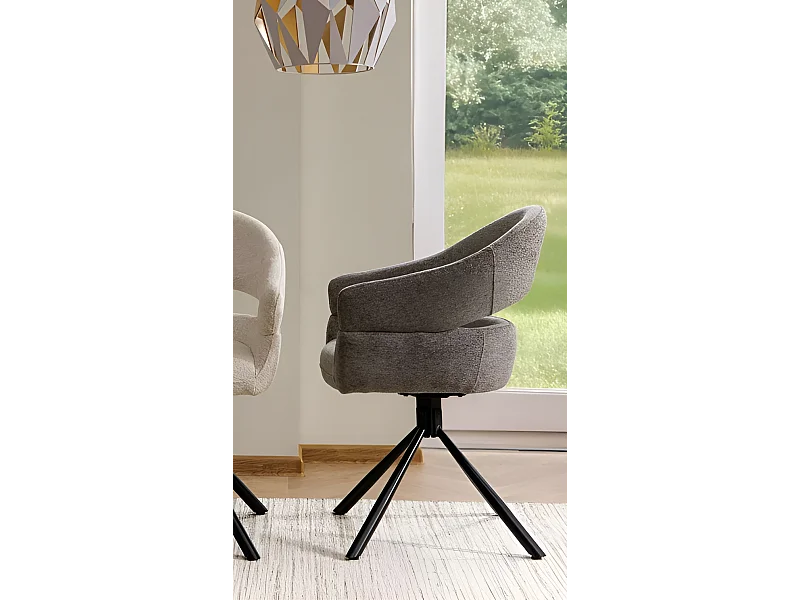 Sedia Borgo/Rotazione di 180 gradi/Rivestimento in tessuto metallico/Antracite