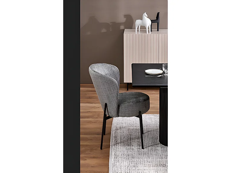 Chaise K590/Tissu et métal/Gris