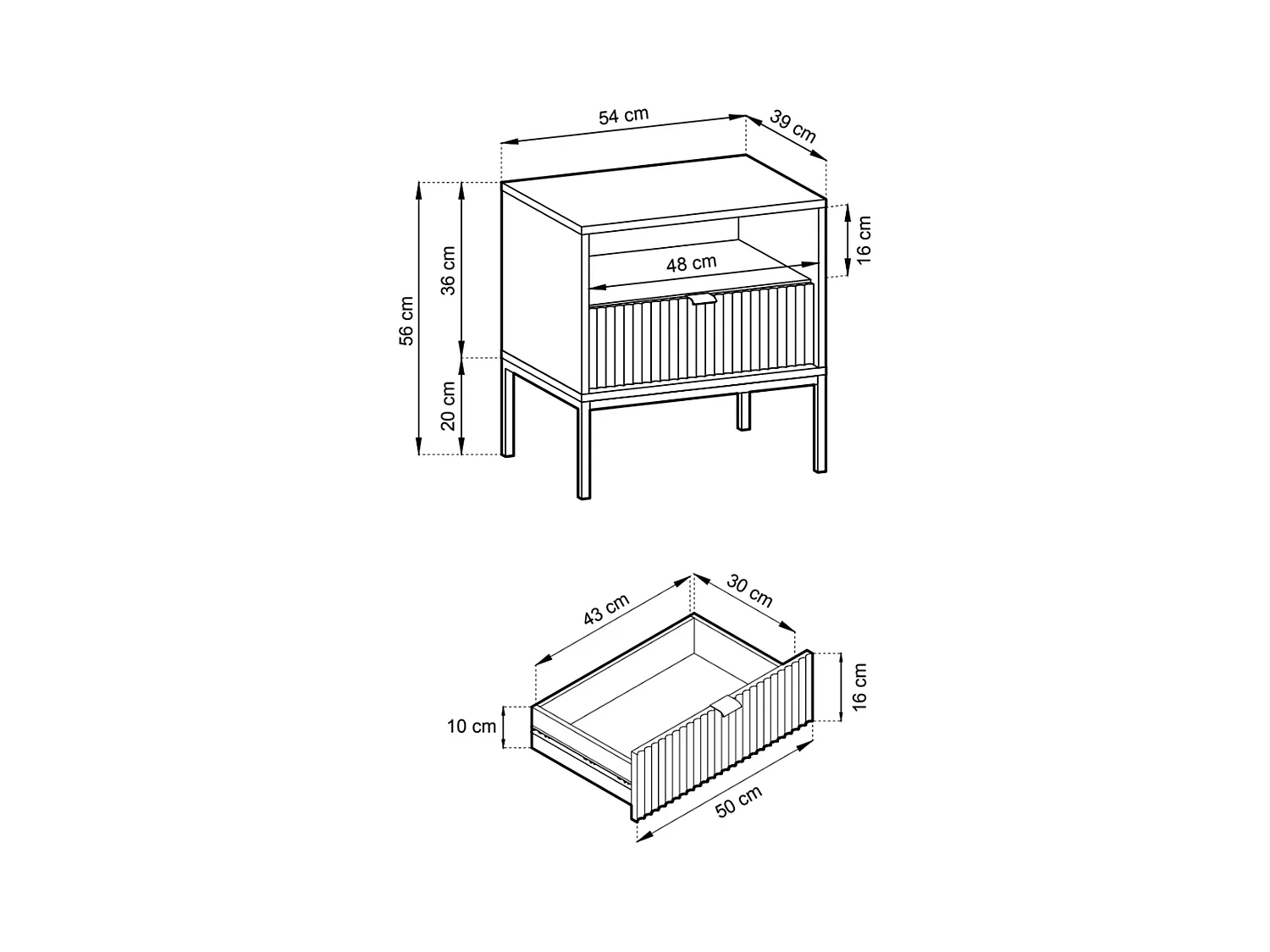 Nachttisch – mit Schublade – Grün – 54 cm – VELLORE