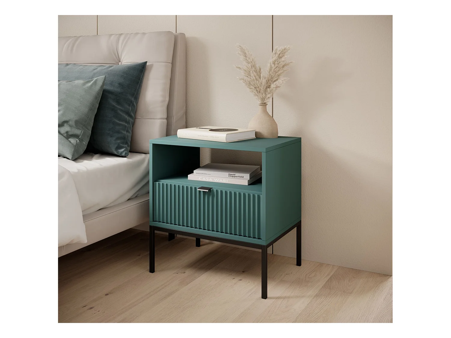 Table de chevet – avec tiroir – vert – 54 cm – VELLORE