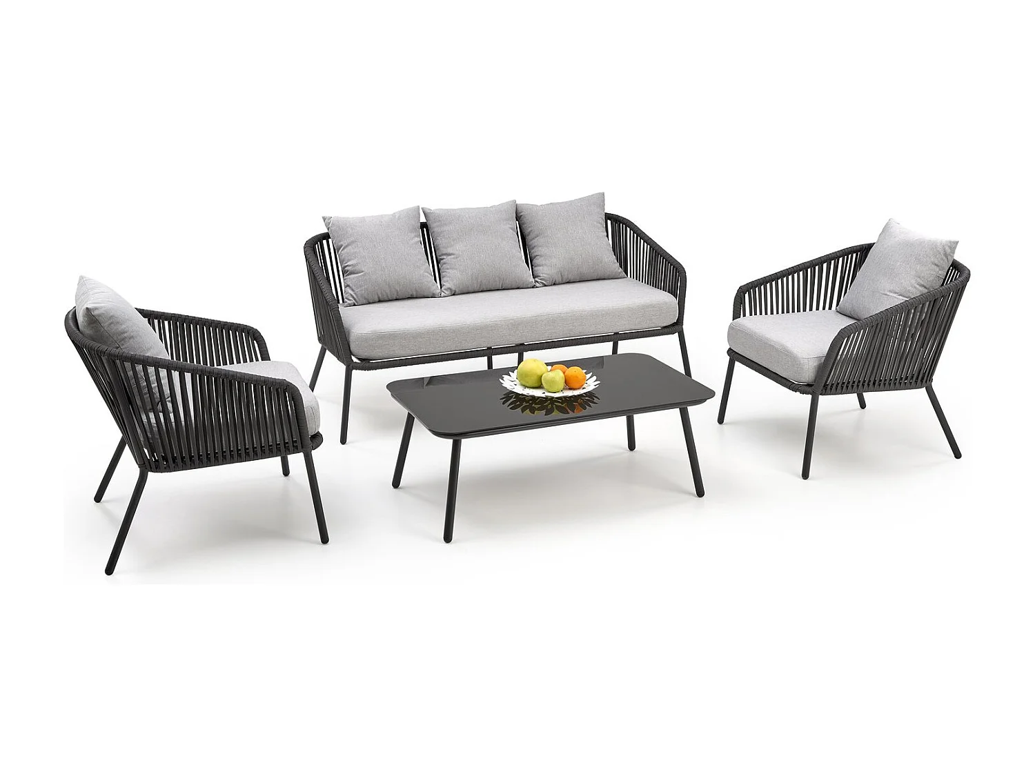 Garten Set Rocca/Stoffbezug/Metall/Schwarz&Grau