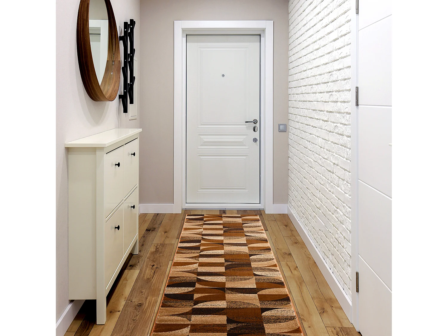 Passatoia ROYAL H387 GEOMETRICO marrone / senape 80x180 cm