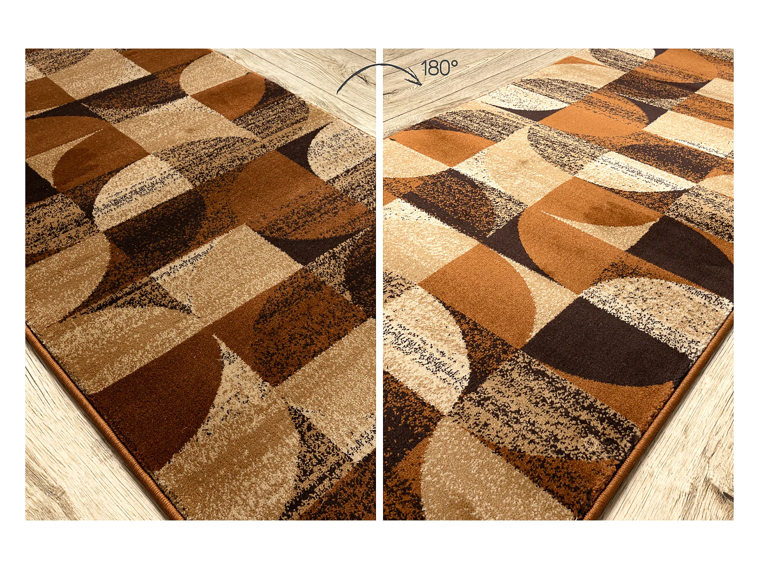 Tapis de couloir ROYAL H387 GÉOMÉTRIQUE marron / moutarde 70x330 cm