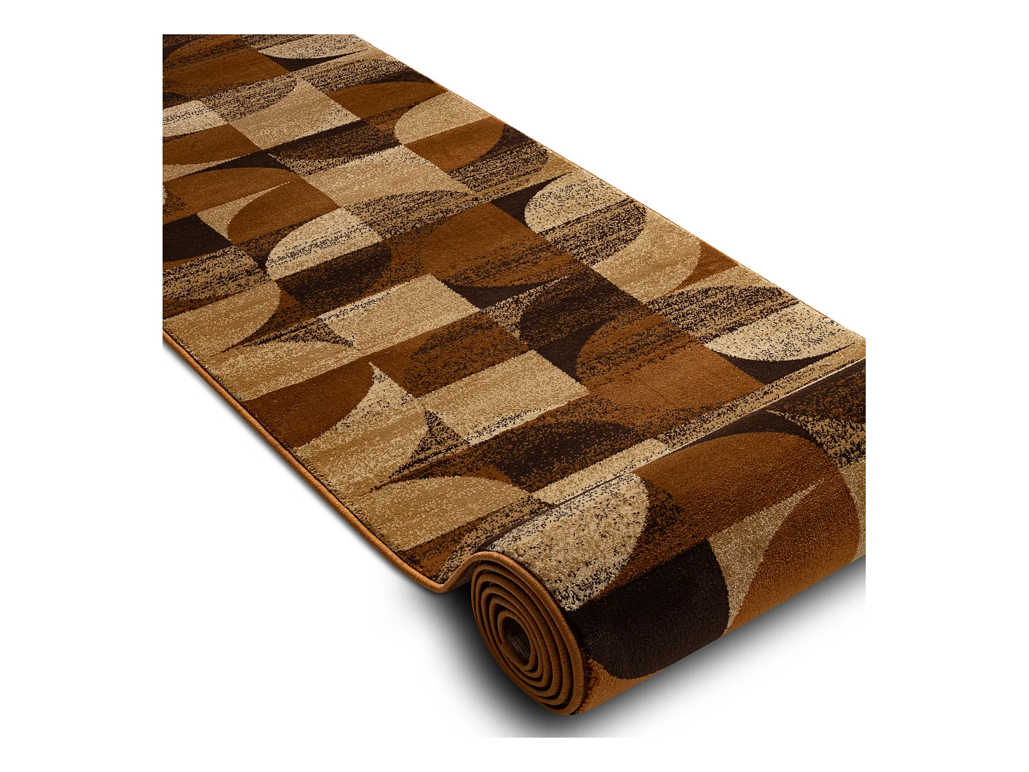 Tapis de couloir ROYAL H387 GÉOMÉTRIQUE marron / moutarde 80x140 cm