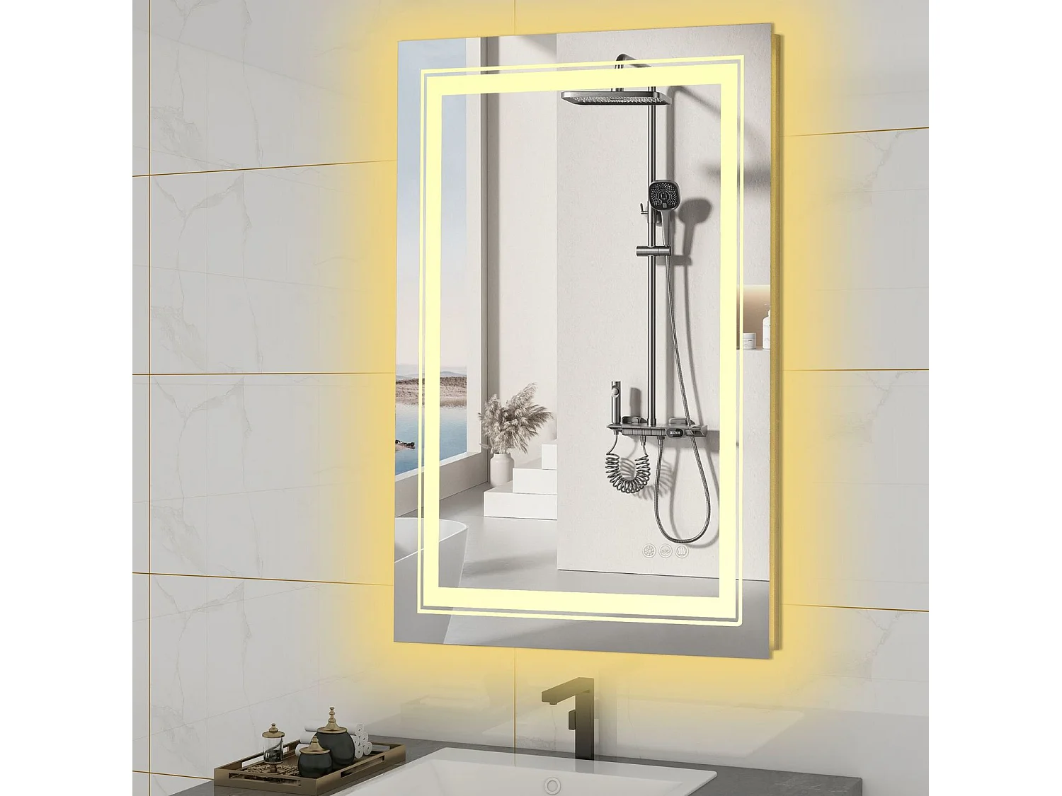 Miroir Vero/LED/Tactile/Verre miroir/Blanc