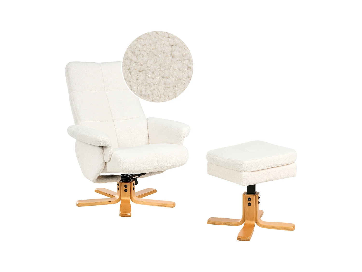 Fauteuil inclinable EPSE Bouclé Blanc cassé