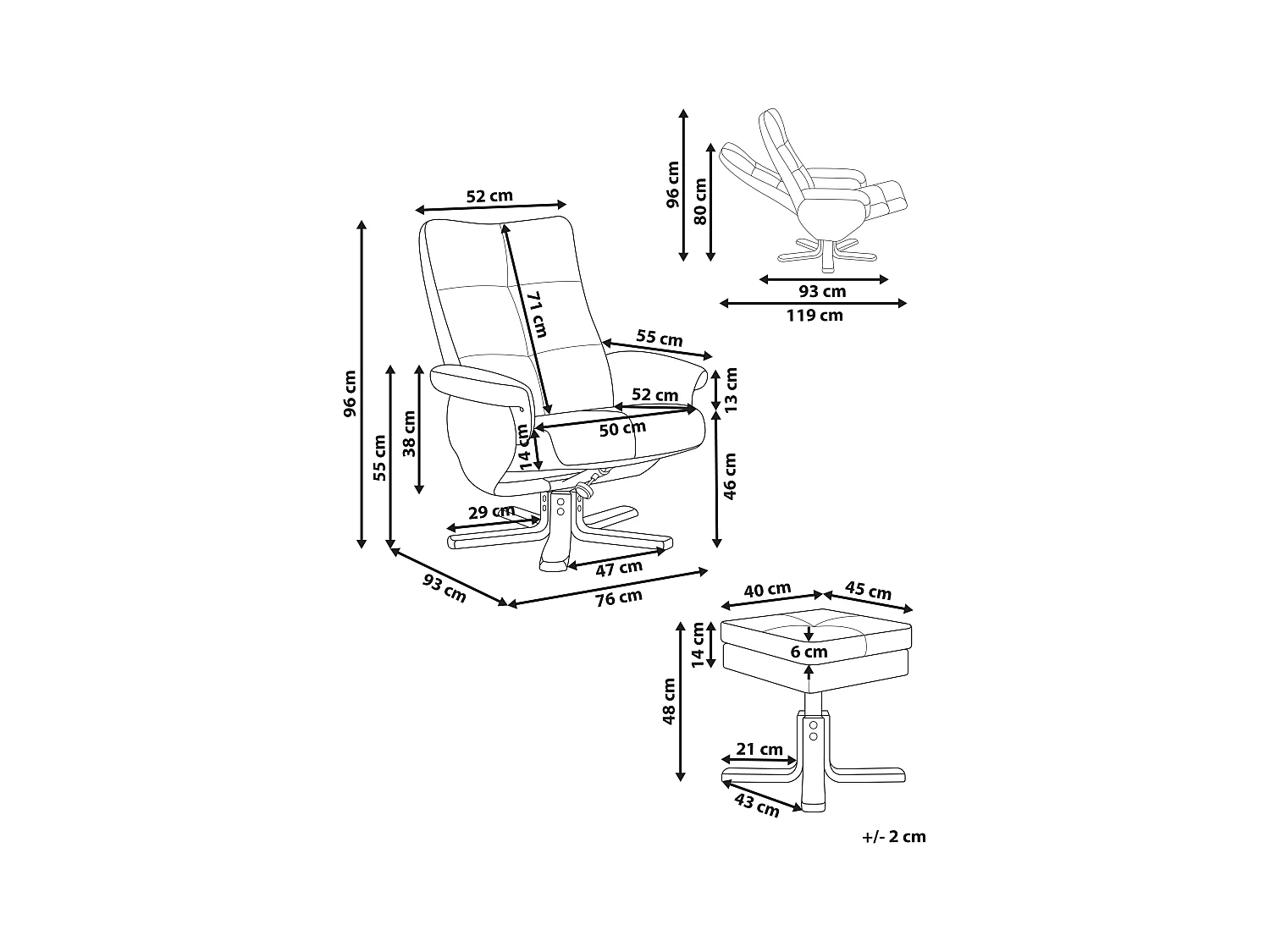 Fauteuil inclinable EPSE Bouclé Blanc cassé