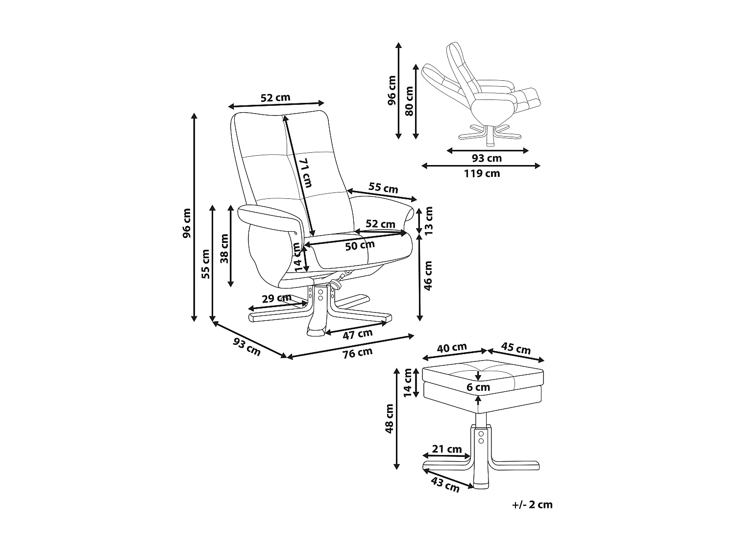Fauteuil inclinable EPSE Cuir PU Beige