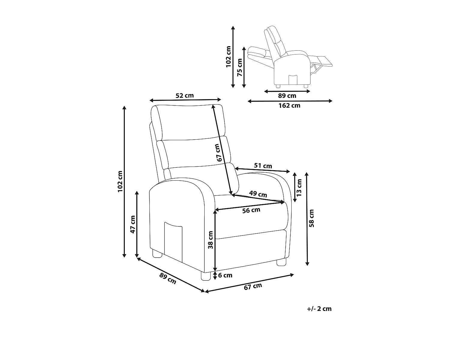 Fauteuil inclinable OTUS Repose-pieds inclus Bouclé Blanc cassé