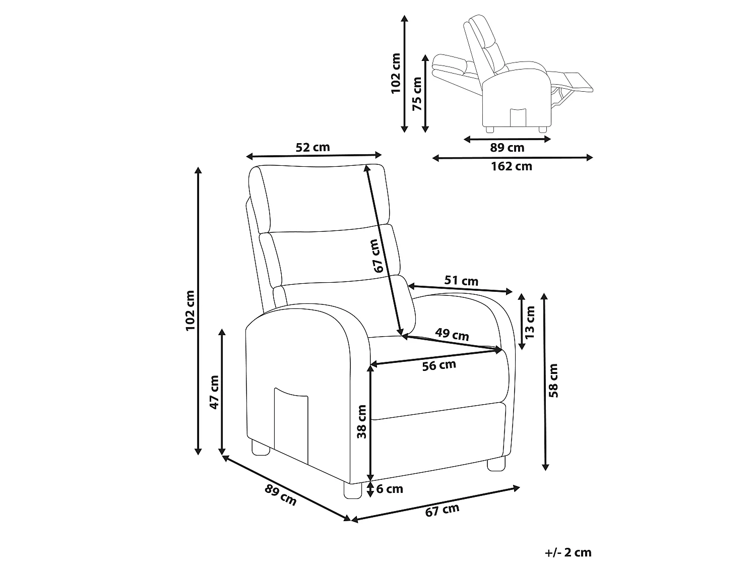 Fauteuil inclinable OTUS Bouclé Blanc cassé