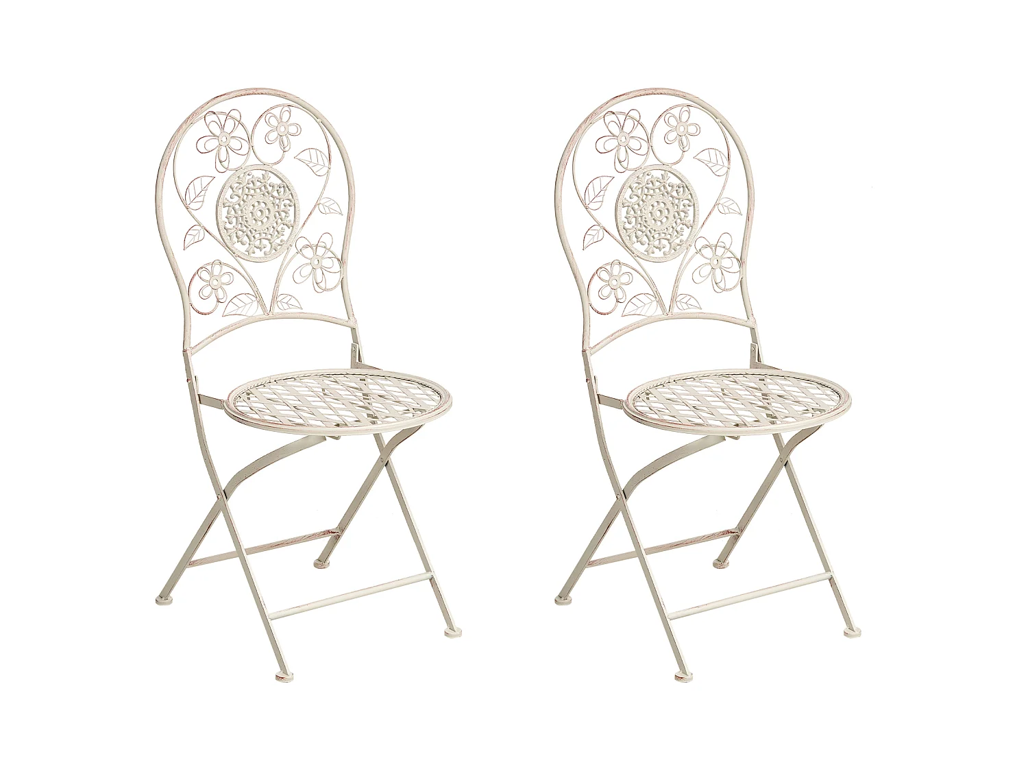 Lot de 2 chaises de jardin YAVIZA Pliant Métal Beige clair