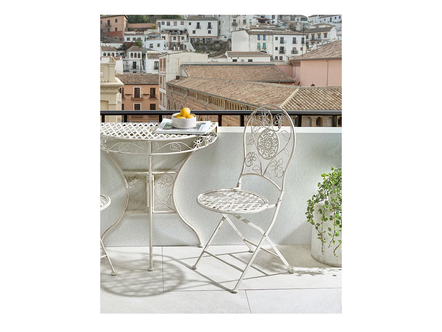 Lot de 2 chaises de jardin YAVIZA Pliant Métal Beige clair