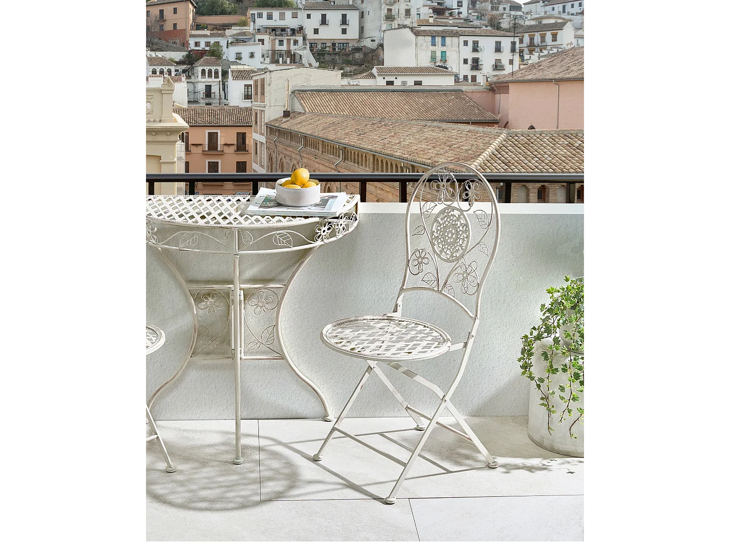 Lot de 2 chaises de jardin YAVIZA Pliant Métal Beige clair